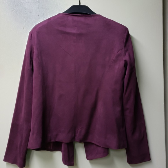 Womens Burgandy Lapel  Long Sleeve Jacket - Picture 4 of 5